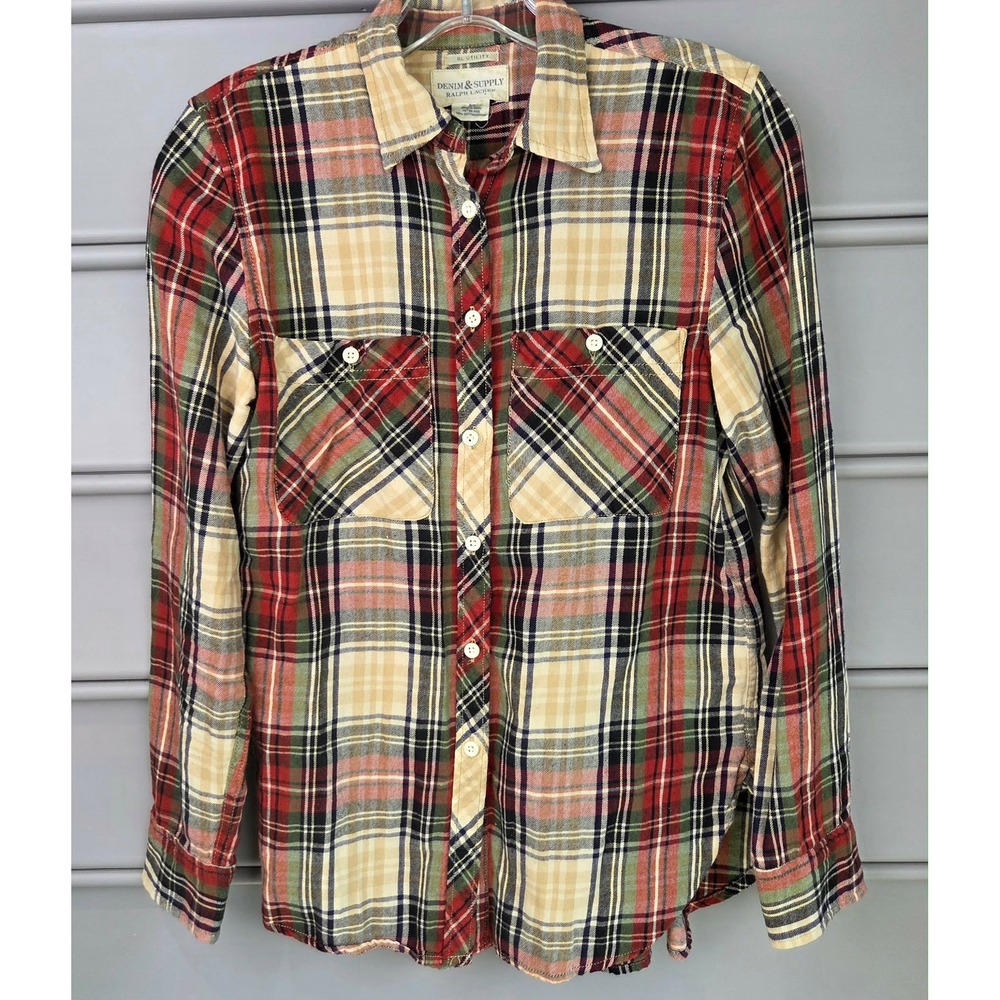 Denim & Supply Ralph Lauren Womens Plaid RL Utility Button Down Shirt Size Small